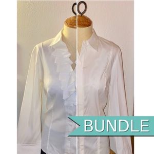 Lafayette 148 New York White Button-down Blouses (Bundle)